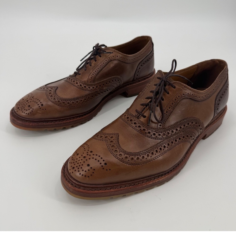 Allen Edmonds McTavish Tan Leather Wingtip Oxford Shoes Mens 10 D 4649